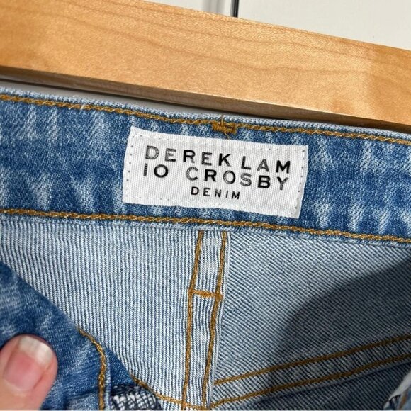 Derek Lam 10 Crosby Womens Size 25 Gia Mid Rise Cropped Flare Two Tone Blue Jean - Picture 11 of 14